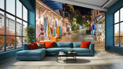 Street view in the Kas old town with boutique shops at evening, Turkey Wall mural