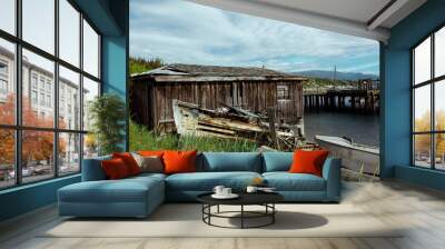 old wooden house on the ocean Wall mural