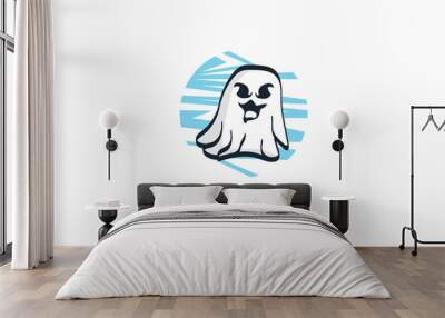 Illustration ghost mascot logo cartoon style Premium Vector Wall mural