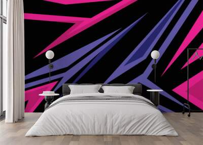 Illustration Vector graphic of Abstract Racing Stripes  fit for  background with blue and pink color etc. Wall mural