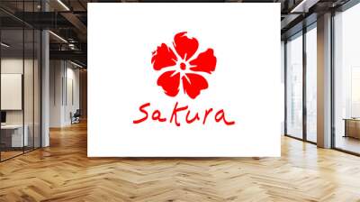 Sakura Japanese Logo Template. This is a minimalist modern logo featuring a floral. It would be match for a variety of businesses, especially those to cosmetics, ecology, health, flowers, and others. Wall mural