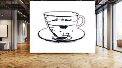 Coffee cup color sketch with a transparent background Wall mural