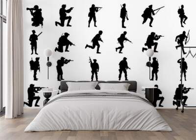 collection of images of army silhouettes Wall mural