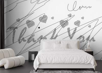 Thank You Hand Drawing scribble style on paper background Wall mural