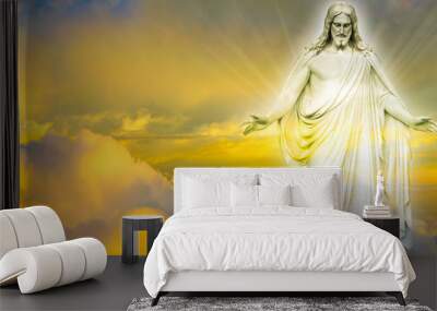 jesus christ in heaven panoramic image Wall mural