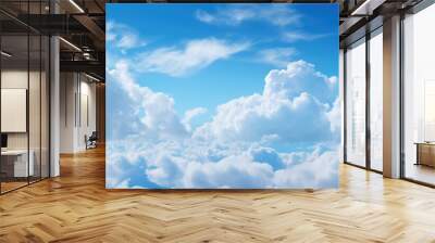 Background of bright clouds in beautiful blue sky Wall mural