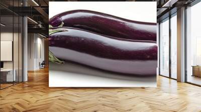 Two Fresh Eggplants on White Background Wall mural