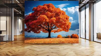 Beautiful fall landscape showing trees with autumn colors - AI Generated Wall mural