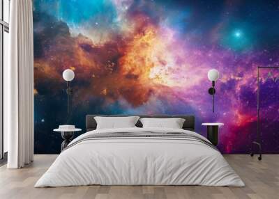 Beautiful outer space background with colorful nebula - AI Generated Wall mural