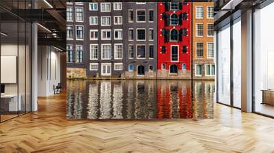 Damrak waterfront in Amsterdam Wall mural