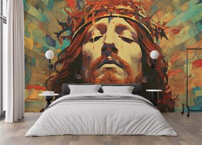 Jesus Christ on the cross - AI Generated Wall mural