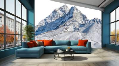 Snowy peak isolated over white background Wall mural