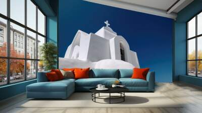 White church on the mountainside of a greek island - AI Generated Wall mural