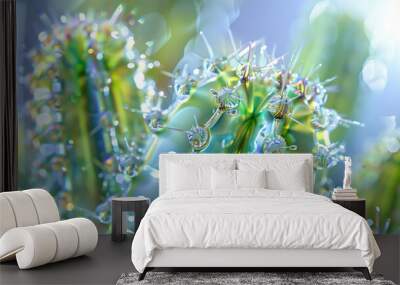 clear green glass cactus closeup generative art Wall mural