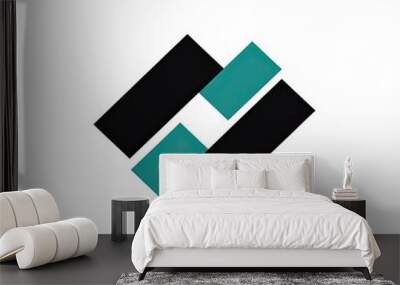 Abstract logo design with black and teal diamond shapes Wall mural