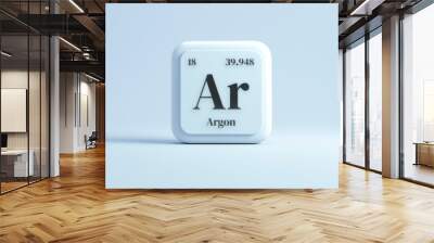 A simple icon of the chemical element Argon on a white background from the periodic table elements. Wall mural