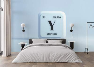 A simple icon of the chemical element Yttrium on a white background from the periodic table elements. Wall mural