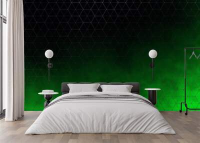 Dark green crypto background with a hexagonal overlay Wall mural