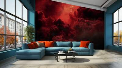 Dramatic red clouds in the sky Wall mural