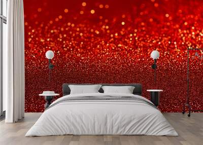 Red glitter background, shiny and textured surface with soft light reflections, perfect for creating sparkling effects in digital designs. Wall mural