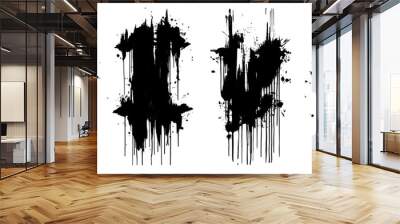 Set of 4 vector dripping ink graffiti paint splatters Wall mural