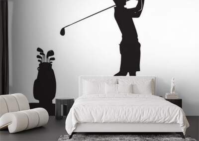 Golf player and icon silhouettes illustration set Wall mural