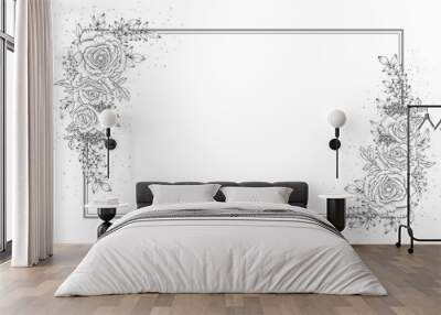 outline hand drawn flower frame border decoration Wall mural