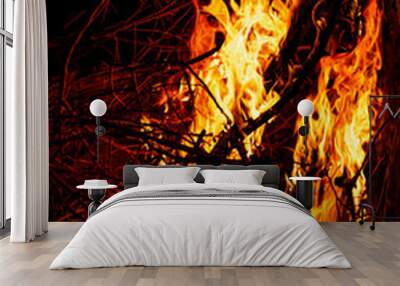 fire on black background Wall mural