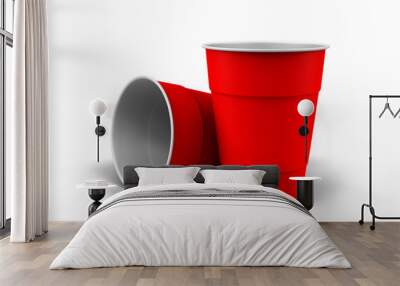 A render of generic plastic cups on white background Wall mural