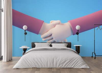 Cartoon hand shake Wall mural