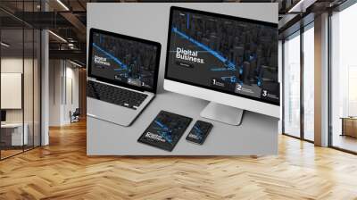 devices collection showing digital business Wall mural