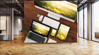 devices collection top view with cms theme template website Wall mural