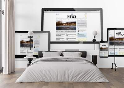 devices isolated mockup news responsive design Wall mural