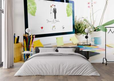 Graphic design studio wedding Wall mural