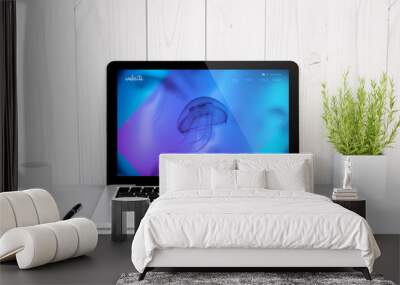 laptop on table cool and responsive website design Wall mural