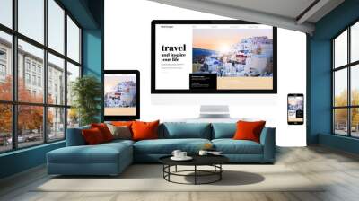 realistic devices isolated travel website Wall mural