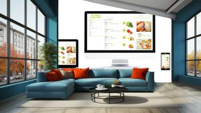 realistic devices isolated with online supermarket Wall mural