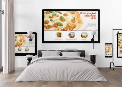 realistic devices isolated with responsive order online website Wall mural