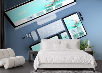 top view blue devices dental clinic website Wall mural