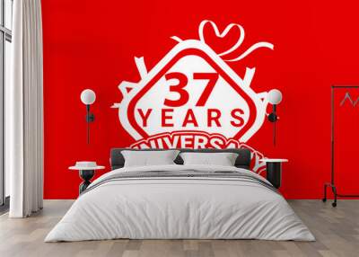 37 years anniversary celebration logo and icon design Wall mural