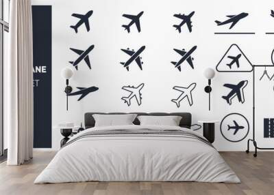 Aero plane icon set Wall mural