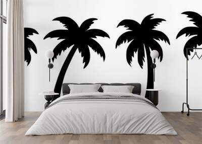 palm or coconut trees vector illustration set on white background. (eps). nature, relaxation, peace, luxury, elegance concept.  Wall mural