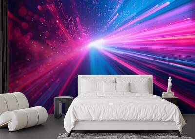 Abstract Futuristic Neon Light Rays Background Wall mural