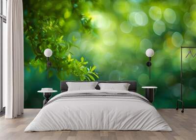 Abstract Green Nature Background with Bokeh Wall mural