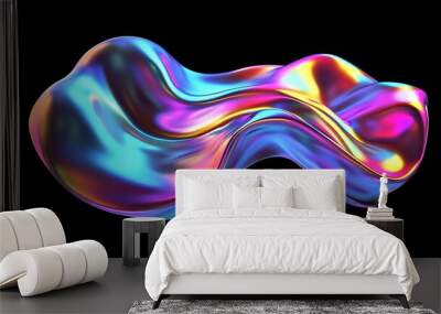 Abstract Iridescent Fluid Shape Design Wall mural