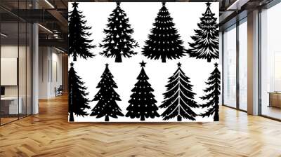 Christmas Tree silhouette, tree silhouette , christmas tree silhouette  vector Wall mural