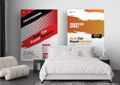 Auto Car Repair Service flyer, professional auto car repair service leaflet design template vector,  Wall mural