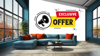 Vector illustration megaphone banner template exclusive offer. Flat design. Wall mural