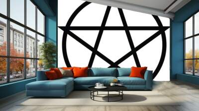 black pentagram basic simple shape isolated on white background Wall mural