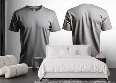 Blank White Tshirt Mockup Front and Back View Wall mural